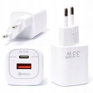 Wall charger, power supply, USB-C 33W cube for a phone, laptop, fast
