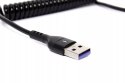 USB-C smartphone tablet charging cable, black, spring spiral