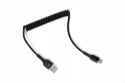 USB-C smartphone tablet charging cable, black, spring spiral