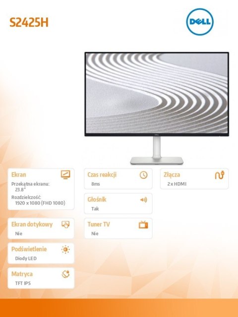 Monitor 23.8 cala S2425H IPS LED 100Hz Full HD (1920x1080)/16:9/2xHDMI/Speakers/3Y