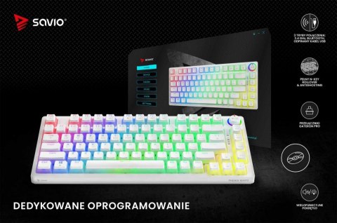 Klawiatura mechaniczna bezprzewodowa PHENIX WHITE Gateron Red Pro, Pudding