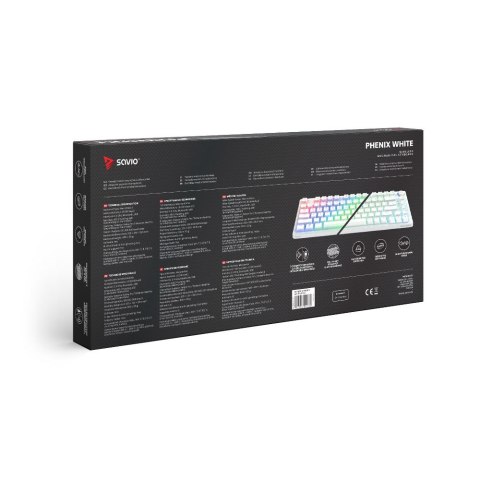 Klawiatura mechaniczna bezprzewodowa SAVIO PHENIX WHITE Gateron Yellow, Pudding