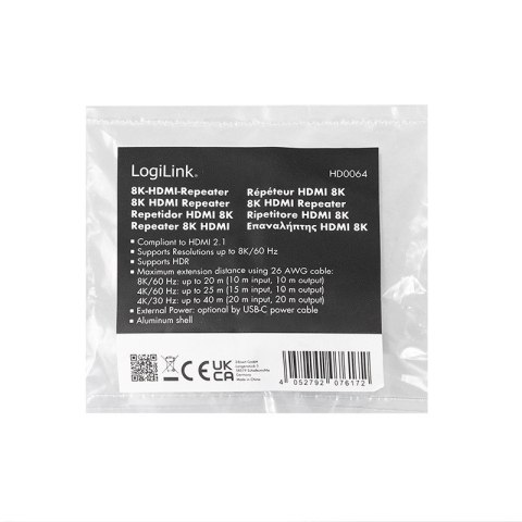 Repeater HDMI, 8K/60HZ, HDCP2.3, Alu, niebieski