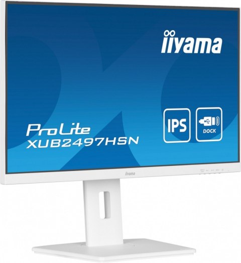 IIYAMA Monitor 24 cale XUB2497HSN-W2 IPS, USB-C Dock, HDMI, DP, 300cd, Pivot, HAS, biały /5y/ IIYAMA Monitor 24 cale XUB2497HSN-W2 IPS, USB-C Dock, HDMI, DP, 300cd, Pivot, HAS, biały /5y/