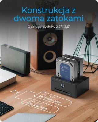 IcyBox Czytnik kart IB-1233CL-CR 2x 2,5/3,5 SSD/HDD