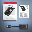 AXAGON ADM2-AM Adapter USB3.2 Gen 2 M.2 NVMe/SATA SSD 10Gbps 10cm USB-A cable