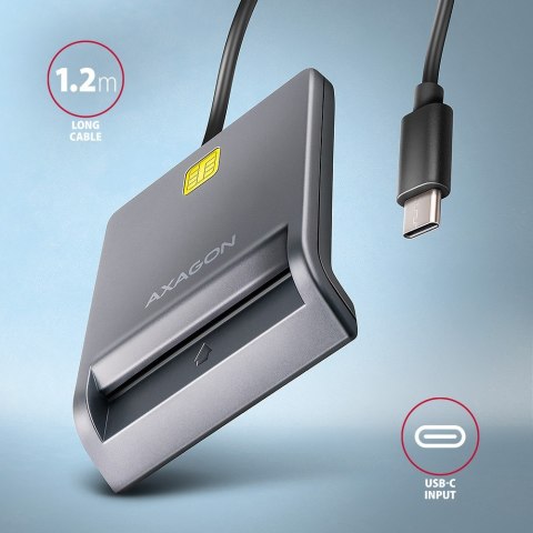 AXAGON Czytnik kart identyfikacyjnych CRE-SM3TC USB-C, 1.2m kabel