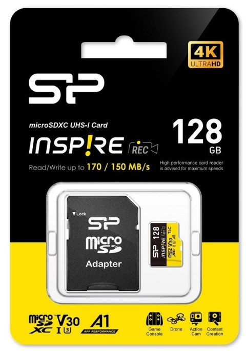 Silicon Power Karta pamięci microSDXC Inspire 128GB UHS-I U3 A1 V30 4K TLC