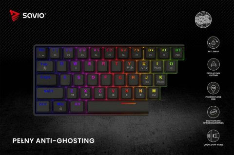 Savio Klawiatura mechaniczna BLACKOUT X2 OUTEMU Blue, Hot Swap