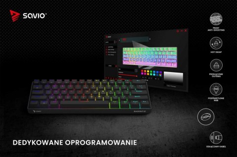 Savio Klawiatura mechaniczna BLACKOUT X2 OUTEMU Blue, Hot Swap