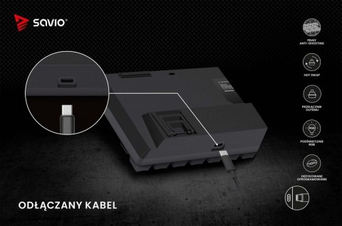 Savio Klawiatura mechaniczna BLACKOUT X2 OUTEMU Blue, Hot Swap