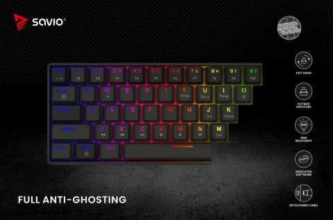 Savio Klawiatura mechaniczna BLACKOUT X2 OUTEMU Blue, Hot Swap