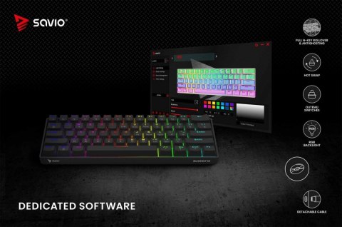 Savio Klawiatura mechaniczna BLACKOUT X2 OUTEMU Blue, Hot Swap