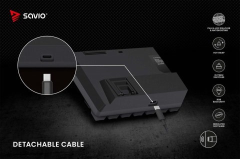 Savio Klawiatura mechaniczna BLACKOUT X2 OUTEMU Peach Silent, Hot Swap