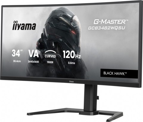 IIYAMA Monitor 34 cale G-Master GCB3482WQSU-B1,VA,UWQHD,120HZ,1500R, HDR400, 21:9, 500cd,2x5W, USB-c