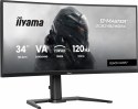 IIYAMA Monitor 34 cale G-Master GCB3482WQSU-B1,VA,UWQHD,120HZ,1500R, HDR400, 21:9, 500cd,2x5W, USB-c