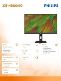 Philips Monitor 27B1N3800 27 cali IPS 4K HDMIx2 DP USB-C Pivot Głośniki