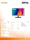 Benq Monitor 27 cali PD2706U LED 4K 5ms/QHD/IPS/HDMI/DP/USB
