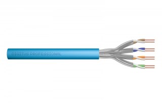 Digitus Kabel teleinformatyczny instalacyjny kat.6A, S/FTP, Eca, drut, AWG 23/1, LSOH, 100m ofoliowany Niebieski