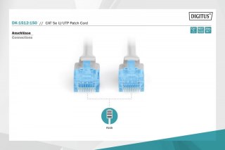 Digitus Patch cord U/UTP kat.5e PVC 15m szary