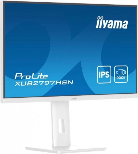 IIYAMA Monitor 27 cali XUB2797HSN-W2 IPS,FHD,USB-C Dock,HAS,300cd,1ms,sRGB99%,100Hz,HDMI,DP-out,USBx4,RJ45,2x2W/5y/