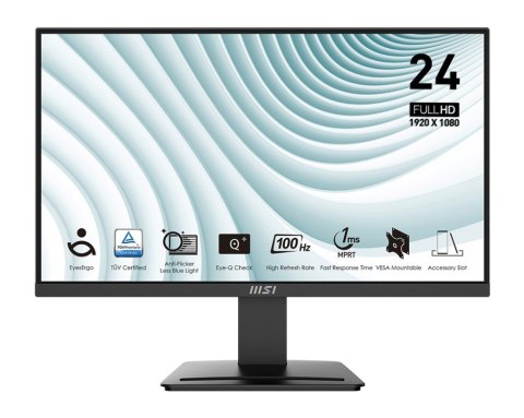 MSI Monitor 23.8 cala PRO MP2412 LED/FHD/Flat/100Hz/czarny