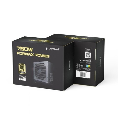 Gembird Zasilacz komputerowy Fornax Power 750W aktywny PFC wentylator 12 cm 80+Gold