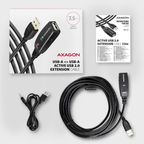 AXAGON ADR-207 USB 2.0 A-M -> A-F aktywny kabel przedłużacz/wzmacniacz 7.5m