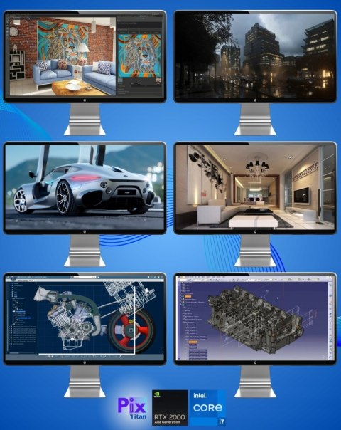 Pix Titan V3 Intel Core i7 Quadro RTX A2000 64GB DDR4 512GB SSD Windows 11 Pro