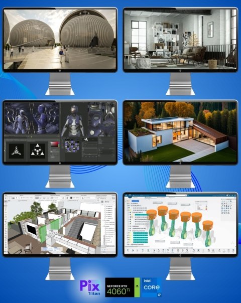 Pix Titan V2 Intel Core i7 GeForce RTX 4060TI 32GB DDR4 2000GB SSD Windows 11 Pro