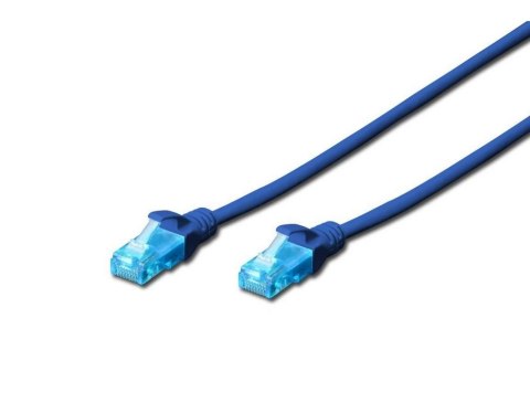 Digitus Patch cord RJ45-RJ45, kat.5e, U/UTP, AWG 26/7, PVC, 0.25m, niebieski