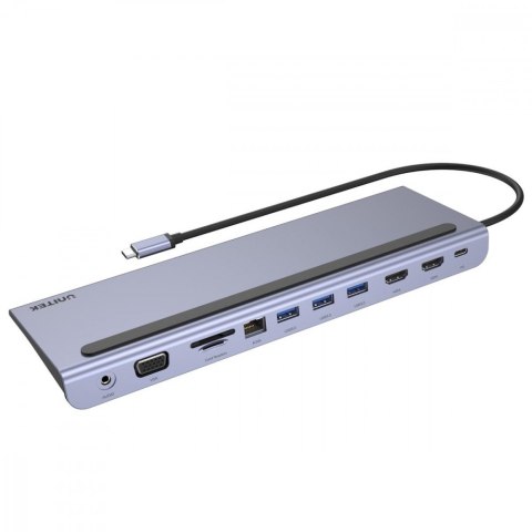 Unitek HUB USB-C 11w1 USB-C, RJ45, PD 100W, 2x HDMI, VGA, SD; D1022B