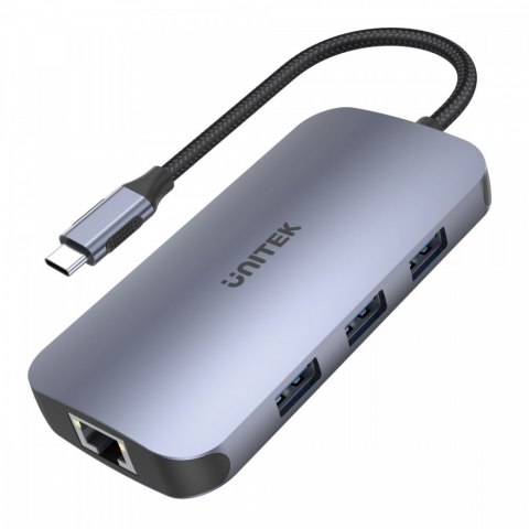 Unitek HUB USB-C 9w1, USB-C, HDMI 2.0, RJ45, PD 100W, czytnik SD; D1071A