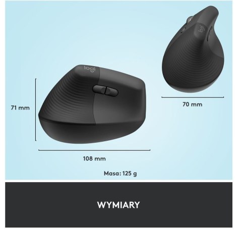 Logitech Mysz Lift Grafit dla leworęcznych 910-006474