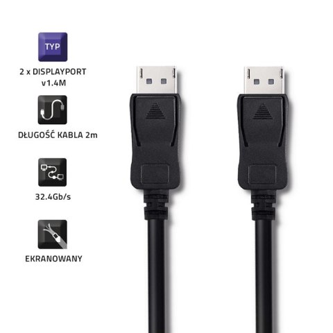 Qoltec Kabel DisplayPort v1.4 Męski - DisplayPort v1.4 Męski 2m