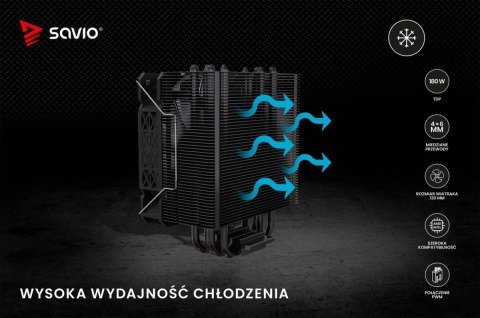 Savio Chłodzenie procesora CPU Vortex X2 Black