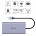 Unitek HUB USB-C 2x USB 3.1, HDMI 2.0, DP 1.4, RJ45, SD, PD 100W; D1056A