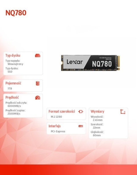 Lexar Dysk SSD NQ780 1TB Gen4 NVMe 2280 6000/2500