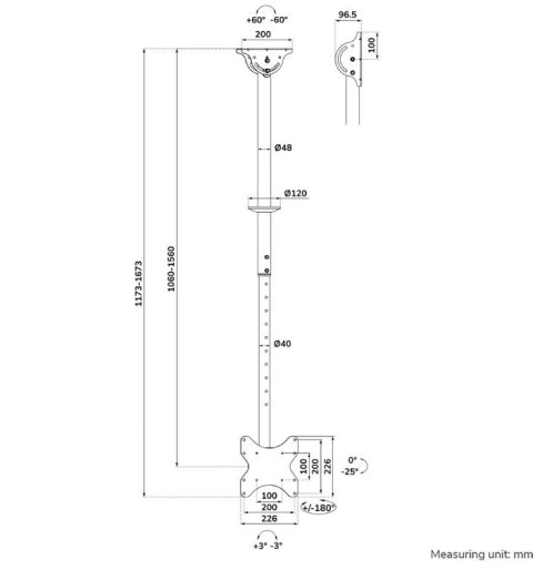 Neomounts Uchwyt sufitowy CL35-340BL12 23-42 cali
