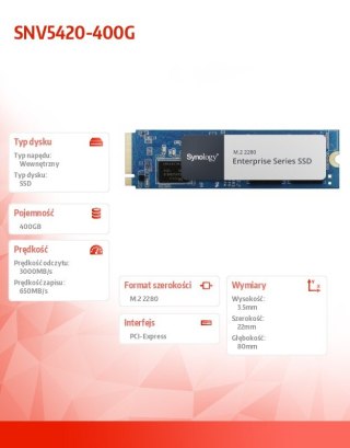 Synology Dysk SSD SNV5420-400G 400GB M2 NVMe 2280 PLP
