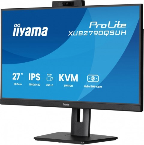 IIYAMA Monitor 27 cali XUB2790QSUH-B2 IPS,QHD,CAM,MIC,HDMI,DP,3xUSB(3.2), 100Hz,ADAPTIVE SYNC,FlickerFree,2x2W,WINDOWS HELLO