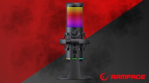 Rampage Bemol Mikrofon gamingowy do podcastów RGB USB C czarny