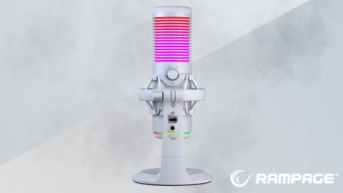 Rampage Bemol mikrofon gamingowy USB C RGB biały do podcastów
