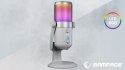 Rampage Diyez mikrofon gamingowy dotykowy RGB USB C biały kompaktowy