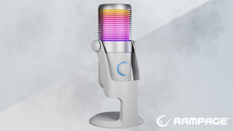 Rampage Diyez mikrofon gamingowy dotykowy RGB USB C biały kompaktowy