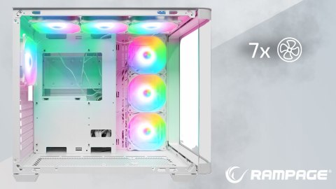 Rampage Loopy obudowa PC biała 7x wentylatorów ARGB Infinity HUB wydajna