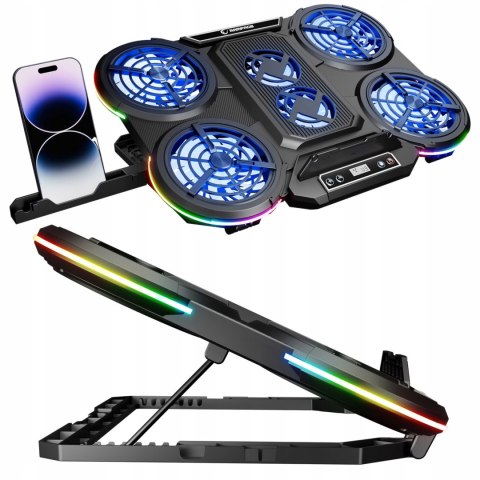 Rampage PROTE R6 Podstawka chłodząca laptop 10-17 RGB regulowana gamingowa