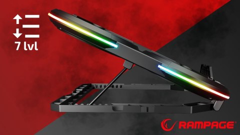 Rampage PROTE R6 Podstawka chłodząca laptop 10-17 RGB regulowana gamingowa