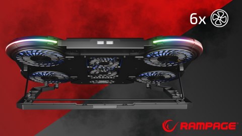 Rampage PROTE R6 Podstawka chłodząca laptop 10-17 RGB regulowana gamingowa