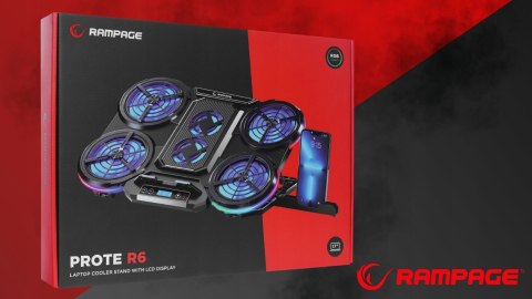 Rampage PROTE R6 Podstawka chłodząca laptop 10-17 RGB regulowana gamingowa